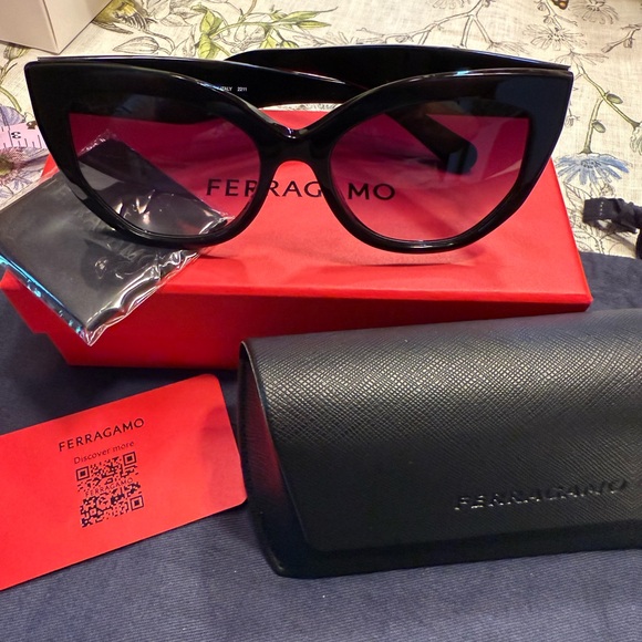 Salvatore Ferragamo Glossy Black Sunglasses